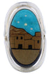 Native American Pueblo Design Multicolor Ring Size 6-3/4 EX42322