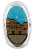 Native American Village Design Multicolor Ring Size 7-1/2 EX42329