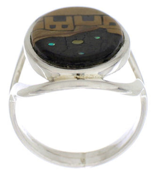 Native American Village Design Multicolor Ring Size 8-3/4 EX42343