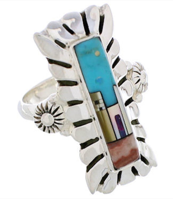 Native American Village Design Multicolor Ring Size 5-3/4 EX42367