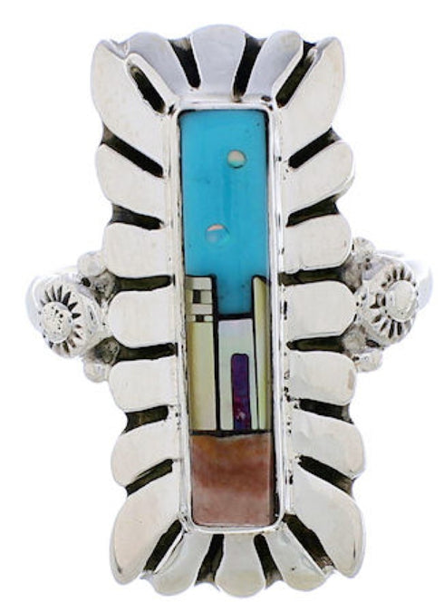 Multicolor Native American Village Design Ring Size 6-1/4 EX42373