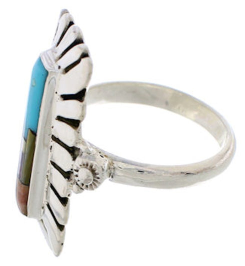 Multicolor Native American Pueblo Design Ring Size 8-3/4 EX42375