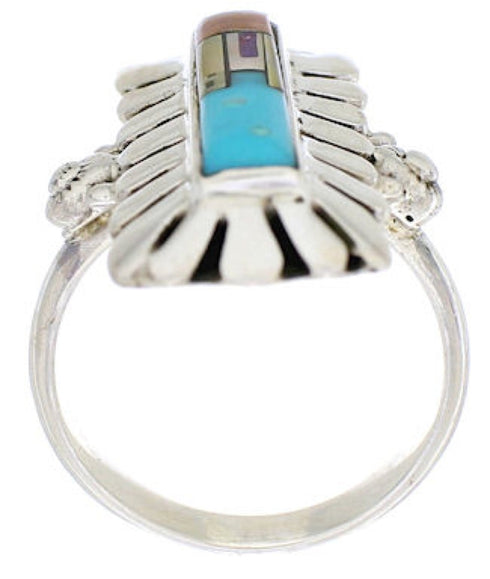 Multicolor Native American Pueblo Design Ring Size 8-3/4 EX42375