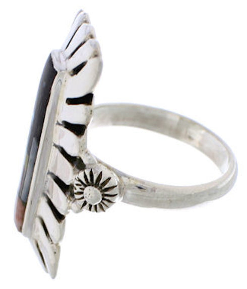 Multicolor Silver Native American Design Ring Size 6-1/4 EX42377