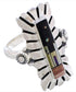Native American Design Silver Multicolor Ring Size 7-3/4 EX42379