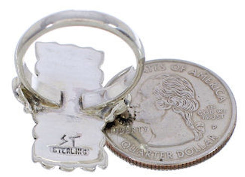 Native American Design Silver Multicolor Ring Size 7-3/4 EX42379