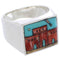 Native American Pueblo Design Multicolor Ring Size 9-3/4 EX42390