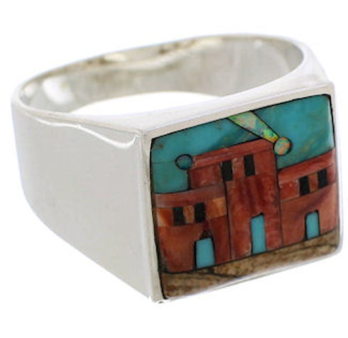 Native American Village Design Multicolor Ring Size 12-3/4 EX42394