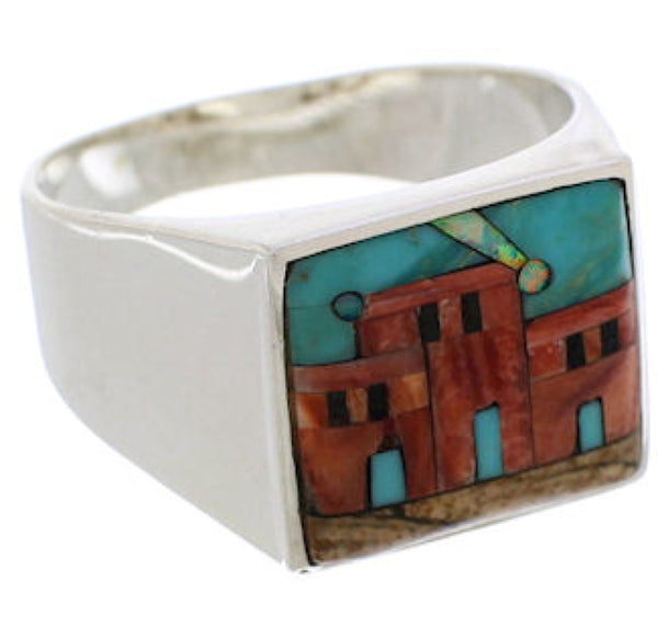 Native American Village Design Multicolor Ring Size 12-3/4 EX42394
