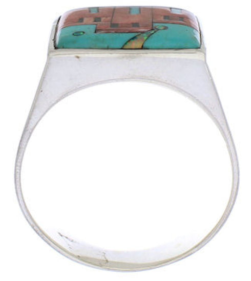 Multicolor Native American Pueblo Design Ring Size 11-3/4 EX42399