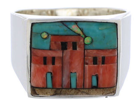 Multicolor Native American Village Design Ring Size 10-3/4 EX42401