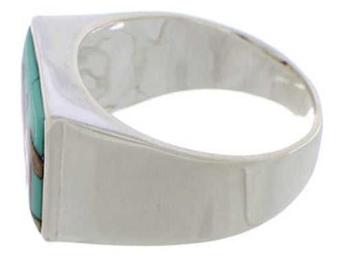 Native American Pueblo Design Multicolor Silver Ring Size 12 EX42408