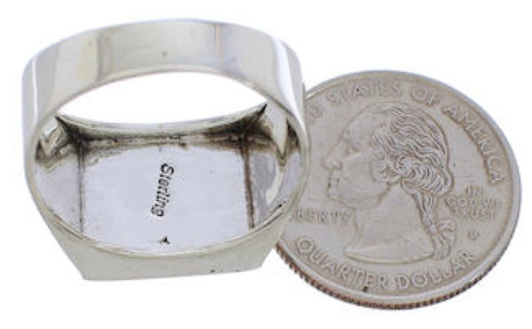 Native American Pueblo Design Multicolor Silver Ring Size 12 EX42408