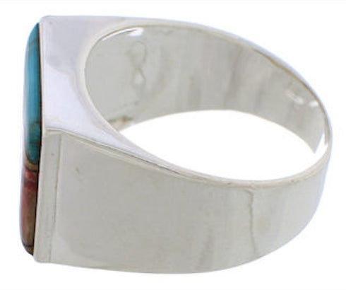 Native American Design Silver Multicolor Ring Size 10-3/4 EX42411