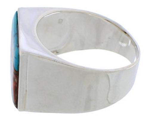 Multicolor Native American Design Silver Ring Size 9-3/4 EX42413