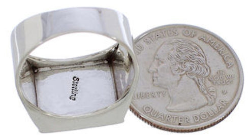 Multicolor Native American Design Silver Ring Size 9-3/4 EX42413