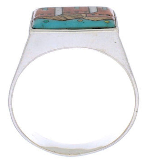 Multicolor Native American Pueblo Design Ring Size 12-3/4 EX42417