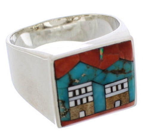 Native American Village Design Multicolor Ring Size 10-3/4 EX42418