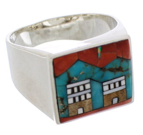 Native American Village Design Multicolor Ring Size 10-3/4 EX42418