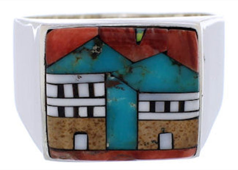 Multicolor Native American Village Design Ring Size 10-3/4 EX42423