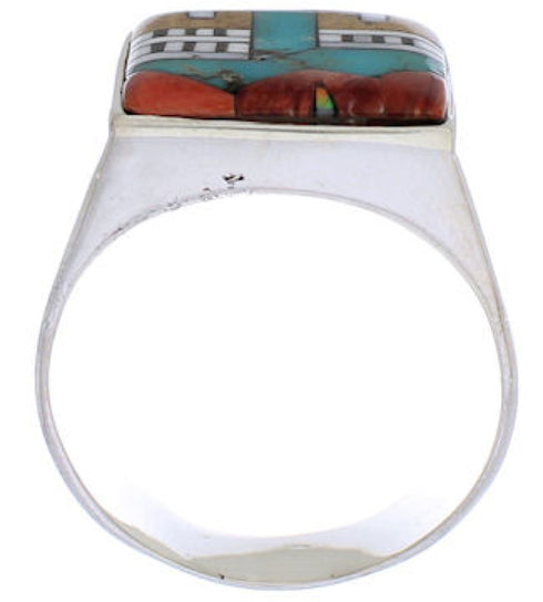 Multicolor Native American Village Design Ring Size 10-3/4 EX42423