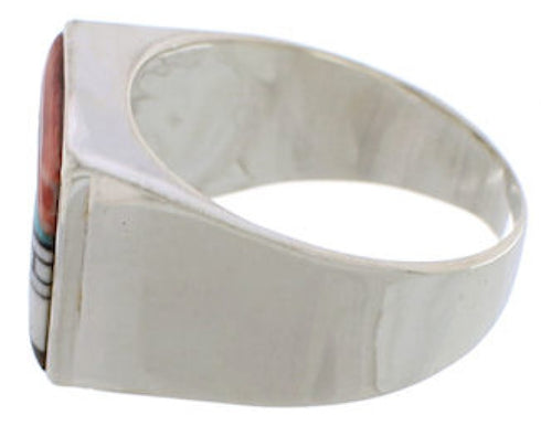 Native American Design Silver Multicolor Ring Size 11-1/2 EX42429