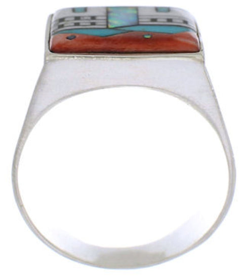 Native American Design Silver Multicolor Ring Size 11-1/2 EX42429