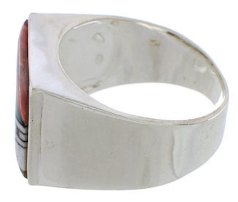 Native American Pueblo Design Multicolor Ring Size 11-3/4 EX42430