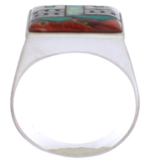 Native American Pueblo Design Multicolor Ring Size 11-3/4 EX42430