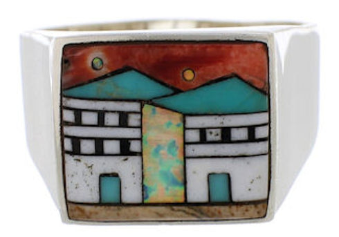 Multicolor Native American Village Design Ring Size 12-3/4 EX42435