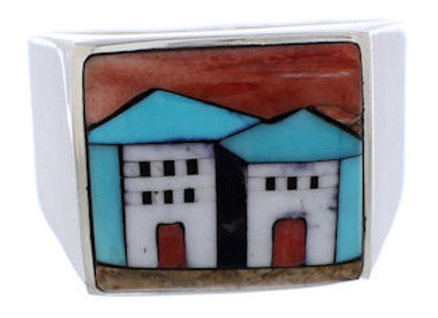 Multicolor Native American Pueblo Design Ring Size 10-3/4 EX42438