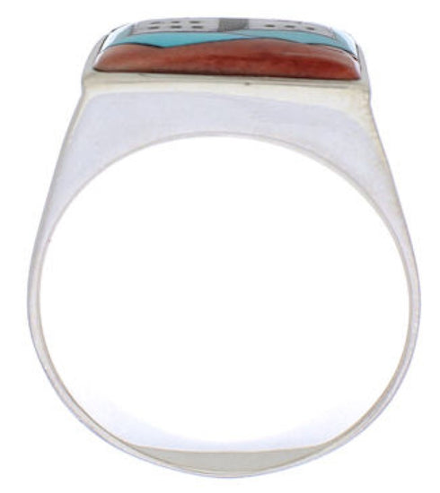 Multicolor Native American Pueblo Design Ring Size 10-3/4 EX42438