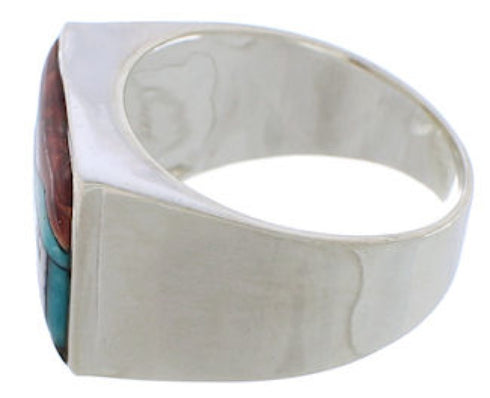 Native American Pueblo Design Multicolor Ring Size 9-3/4 EX42442