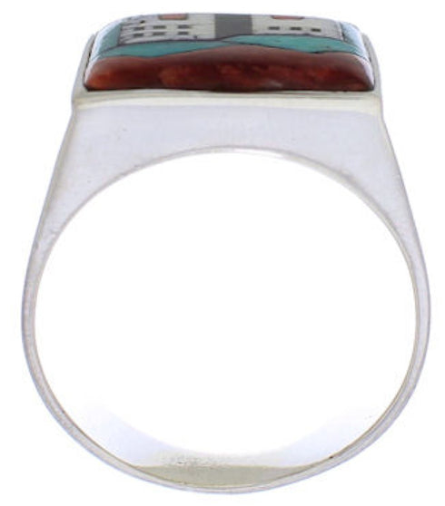 Native American Pueblo Design Multicolor Ring Size 9-3/4 EX42442
