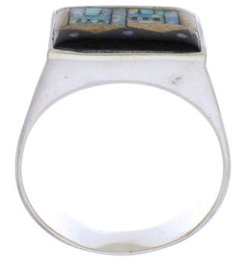 Native American Design Silver Multicolor Ring Size 11-3/4 EX42450