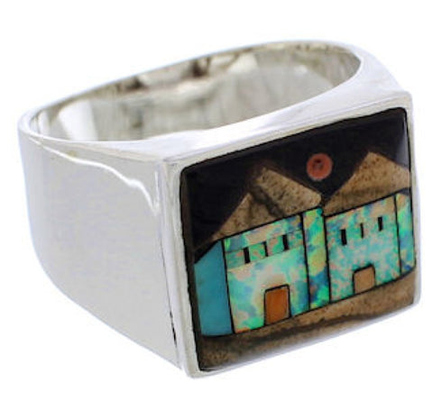 Native American Village Design Multicolor Ring Size 10-1/2 EX42459