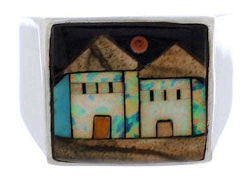 Native American Village Design Multicolor Ring Size 10-1/2 EX42459