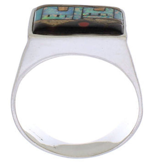 Multicolor Native American Pueblo Design Ring Size 10-3/4 EX42470