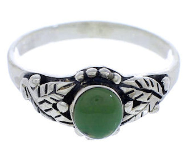 Authentic Sterling Silver Turquoise Leaf Ring Size 6-1/4 UX32083