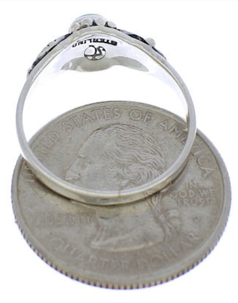 Sterling Silver Turquoise Leaf Ring Size 8-1/4 UX32101