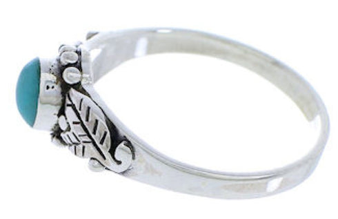 Turquoise And Genuine Sterling Silver Leaf Ring Size 5-1/4 UX32175
