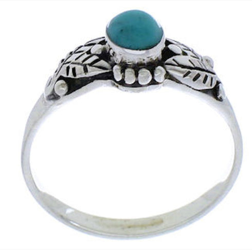 Turquoise And Genuine Sterling Silver Leaf Ring Size 5-1/4 UX32175