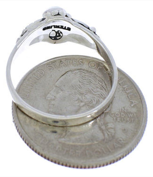 Turquoise And Genuine Sterling Silver Leaf Ring Size 5-1/4 UX32175