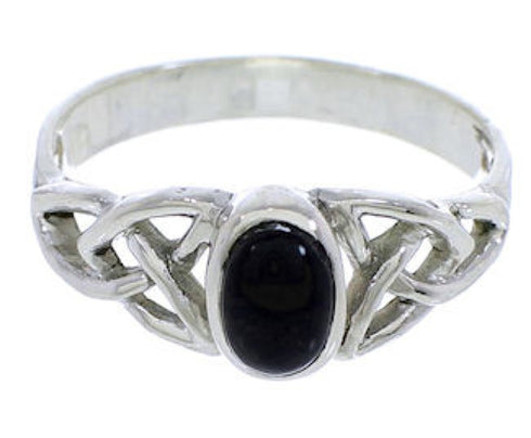 Genuine Sterling Silver And Jet Jewelry Ring Size 5-1/4 UX32326