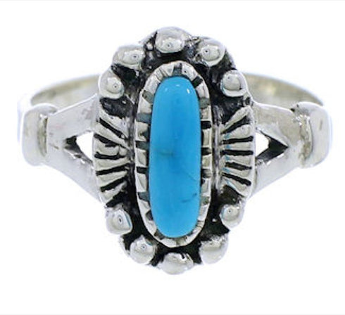Genuine Sterling Silver Turquoise Jewelry Ring Size 8-1/2 UX32370