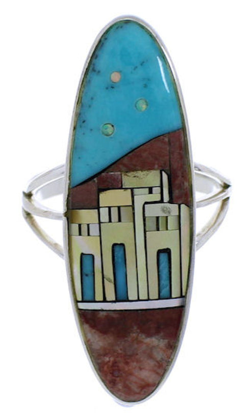 Southwest Multicolor Pueblo Design Ring Size 4-3/4 UX36493