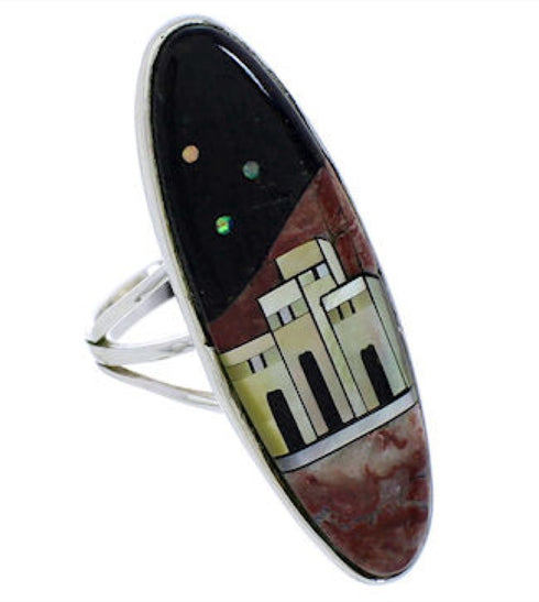 Native American Pueblo Or Design Multicolor Ring Size 6-1/4 UX36573