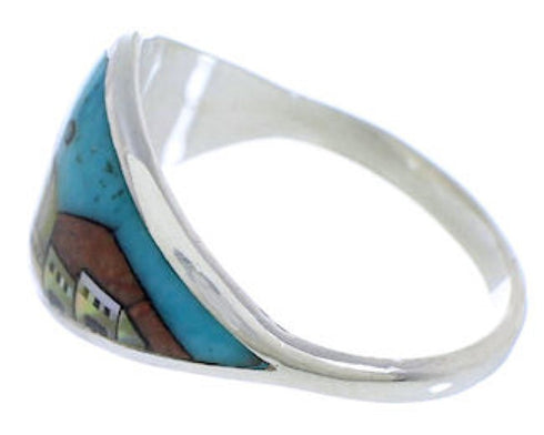 Silver Multicolor Native American Design Ring Size 5-1/4 UX36608