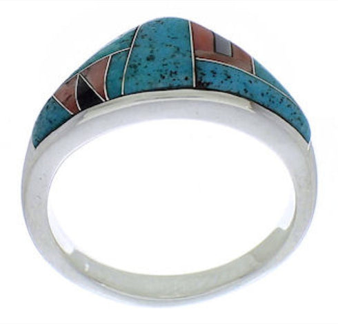 Multicolor Turquoise Inlay Jewelry Ring Size 5-3/4 VX36749