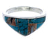 Multicolor Inlay Sterling Silver Ring Size 5-3/4 VX36758